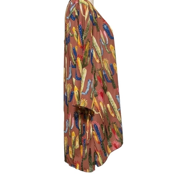L & B LUCKY & BLESSED COLORFUL CACTUS SHEER KIMONO SIZE MEDIUM - Picture 4 of 9